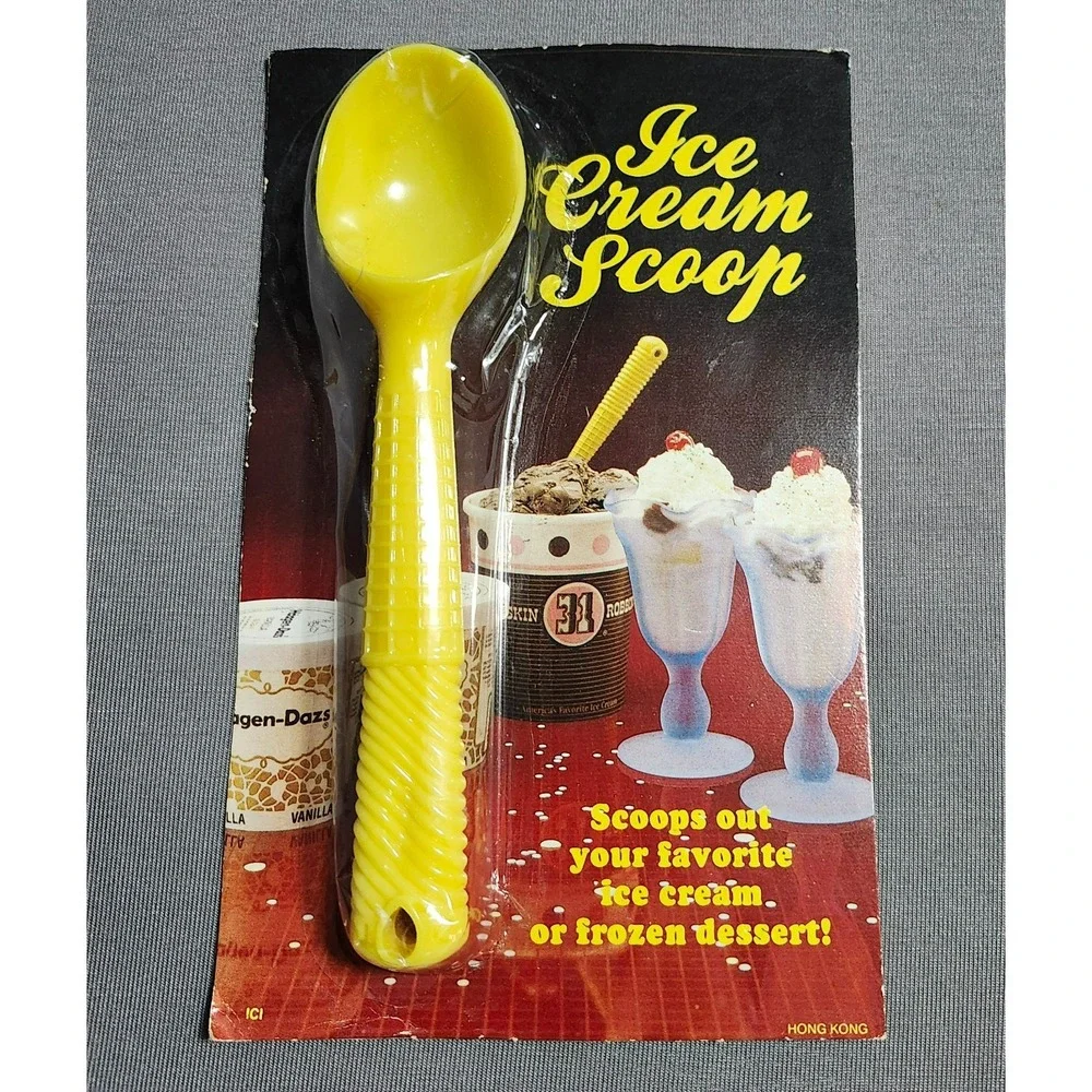 Vintage Ice Cream Yellow Plastic Scoop New Baskin Robbins 31 Flavors 1970's